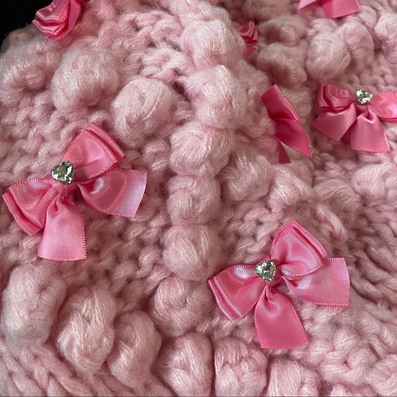 Dolls Kill Sugar Thrillz Coquette Bow Pink Cardigan - Picture 7 of 8